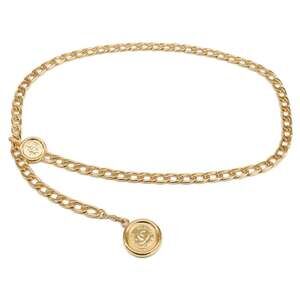CHANEL 94P Coco Mark Cambon Coin Gold Chain Belt Women's